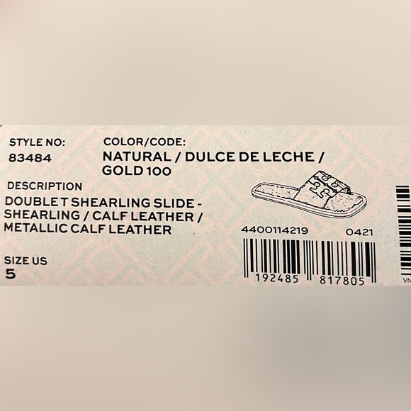 ❤️ NIB New Tory Burch Natural Cream Shearling Slide Sandal Size 5 83484 Saks5th - Picture 5 of 6